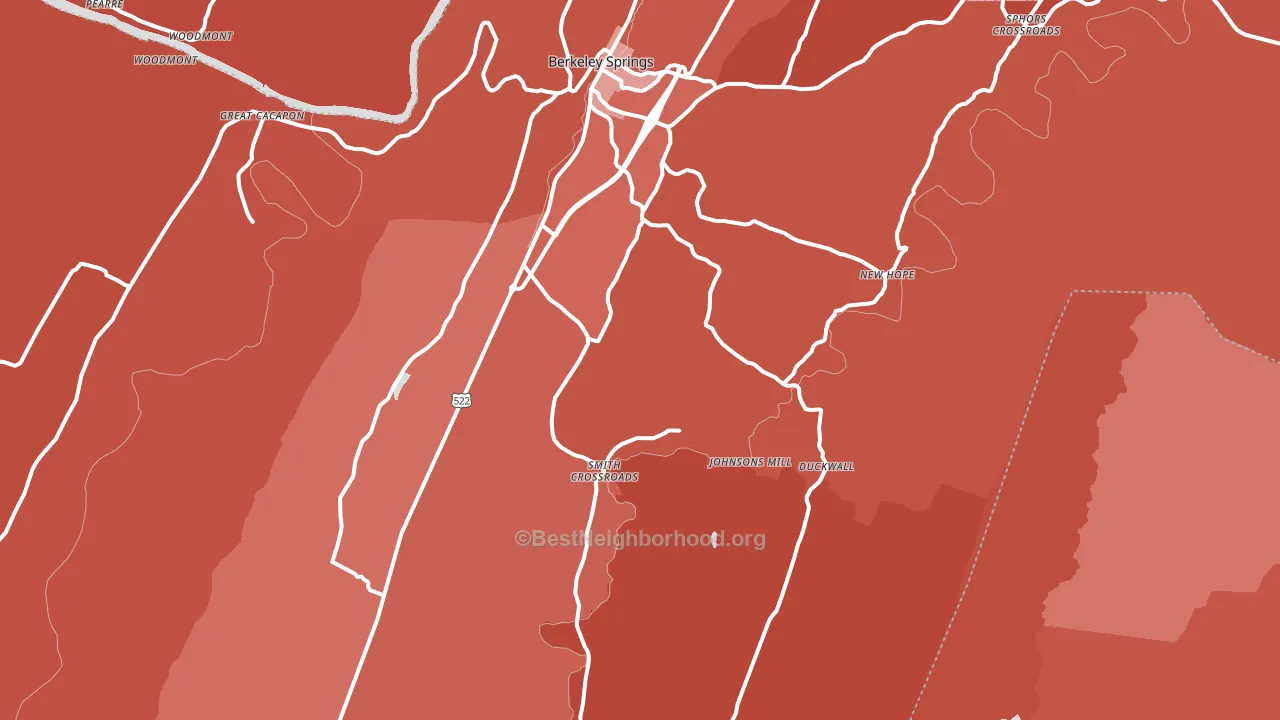 Berkeley Springs, WV block-group political-lean map