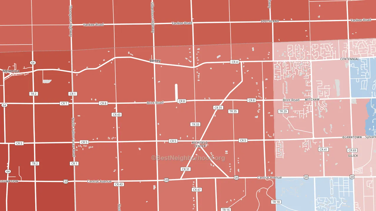 Berkey, OH block-group political-lean map