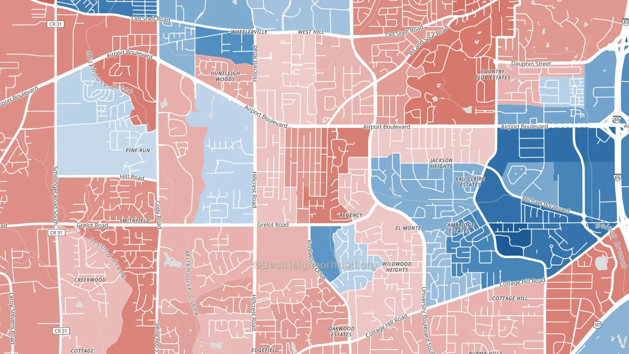 Berkleigh, Mobile, AL block-group political-lean map