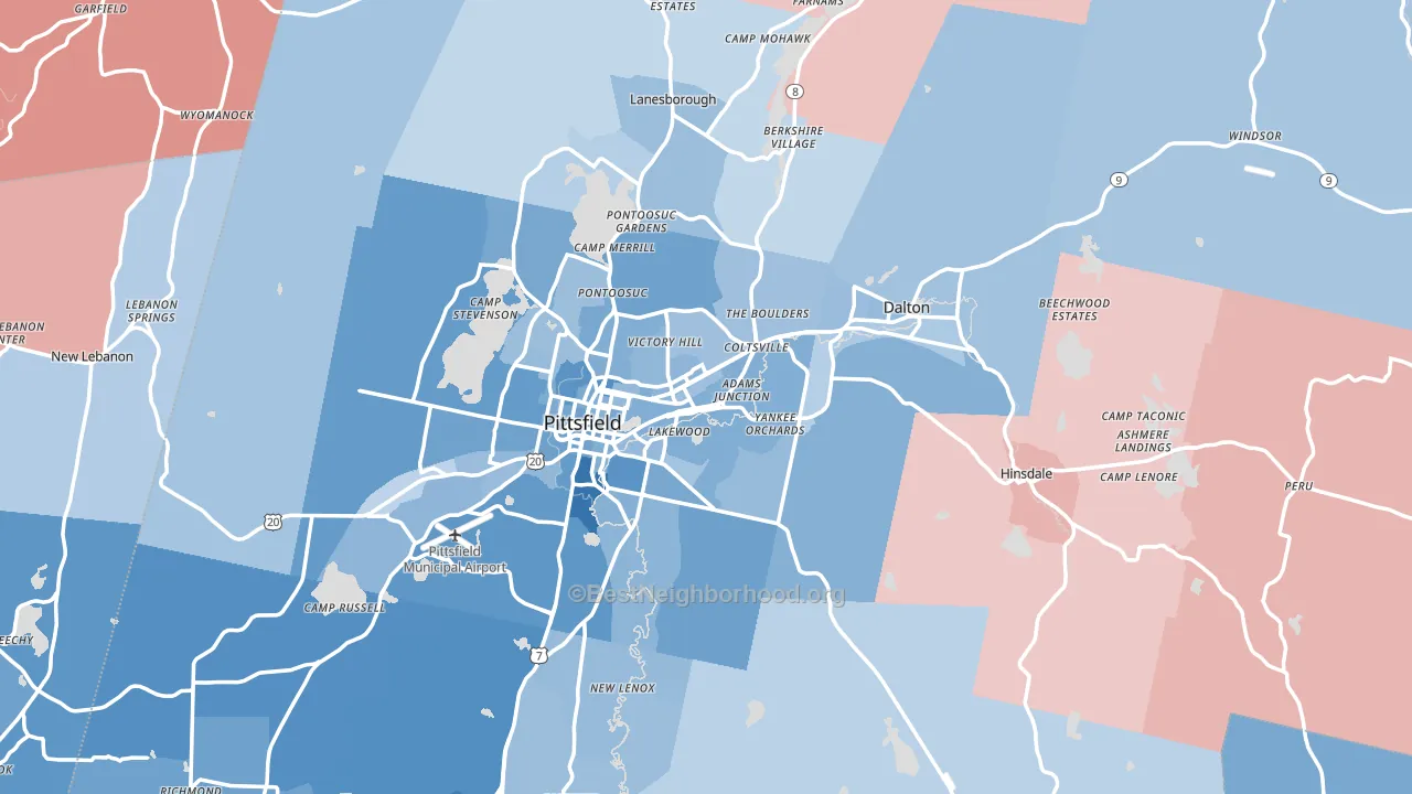 Berkshire County, MA block-group political-lean map
