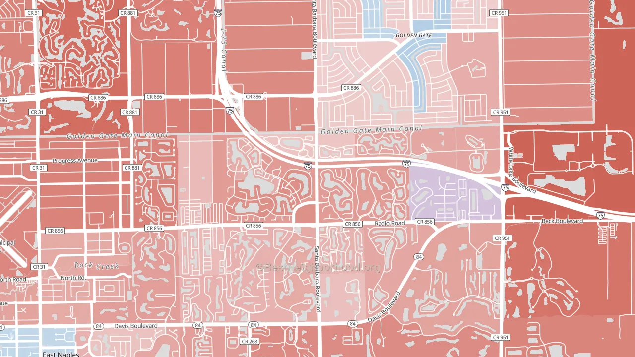Berkshire Lakes, Naples, FL block-group political-lean map