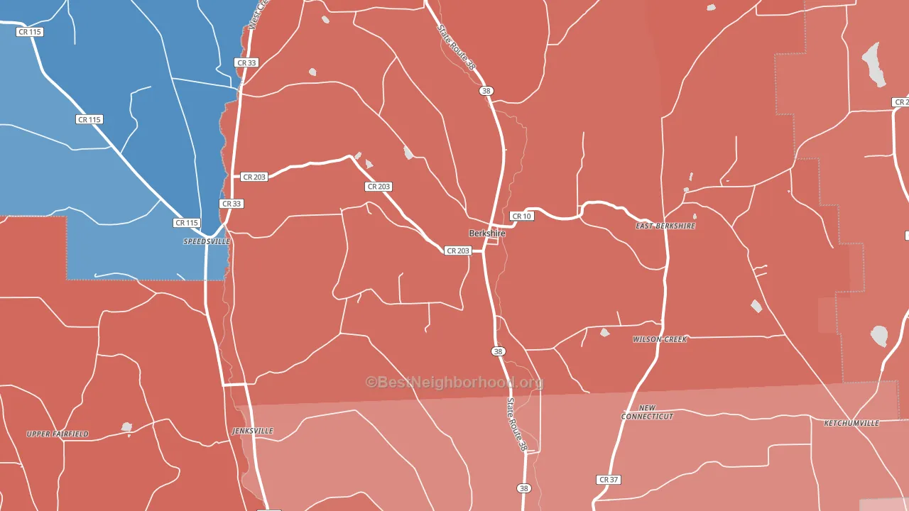 Berkshire, NY block-group political-lean map