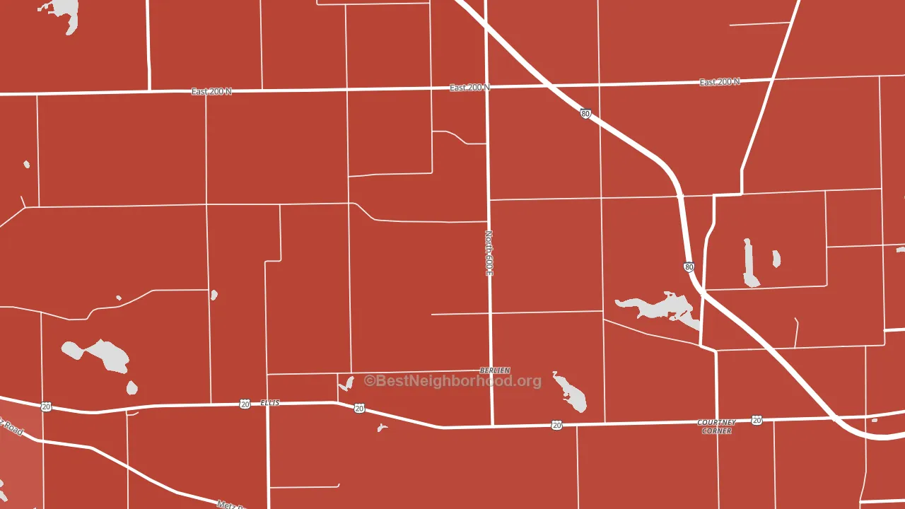 Berlien, IN block-group political-lean map