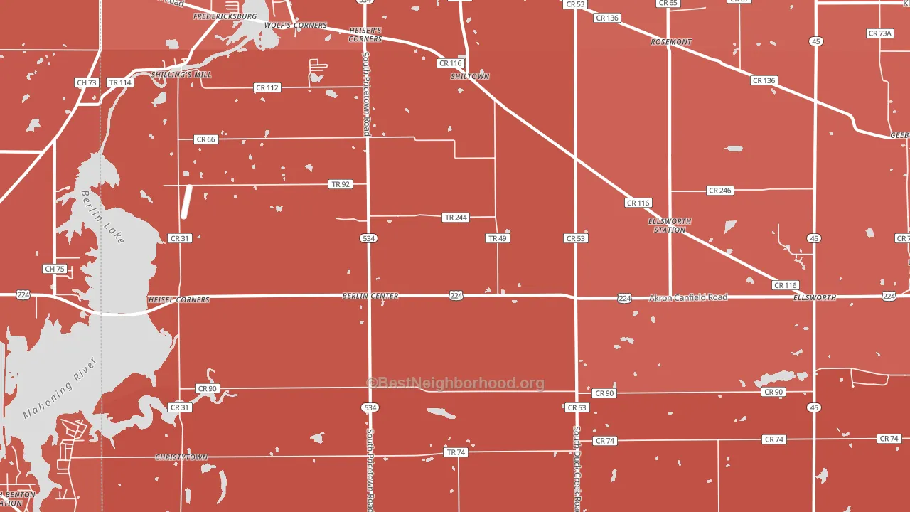 Berlin Center, OH block-group political-lean map
