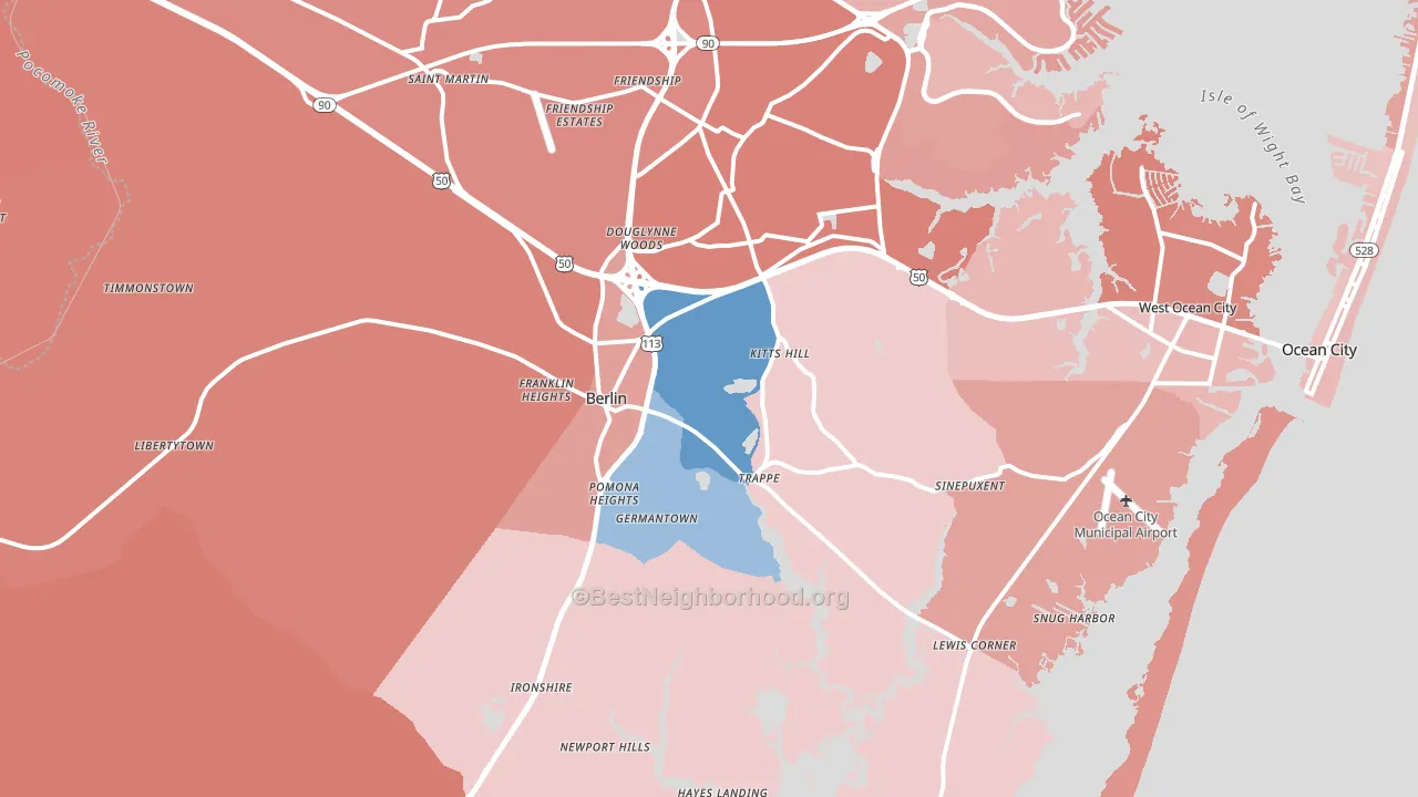 Berlin, MD block-group political-lean map