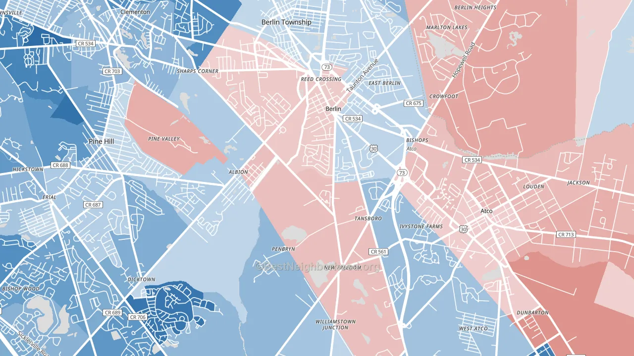 Berlin, NJ block-group political-lean map