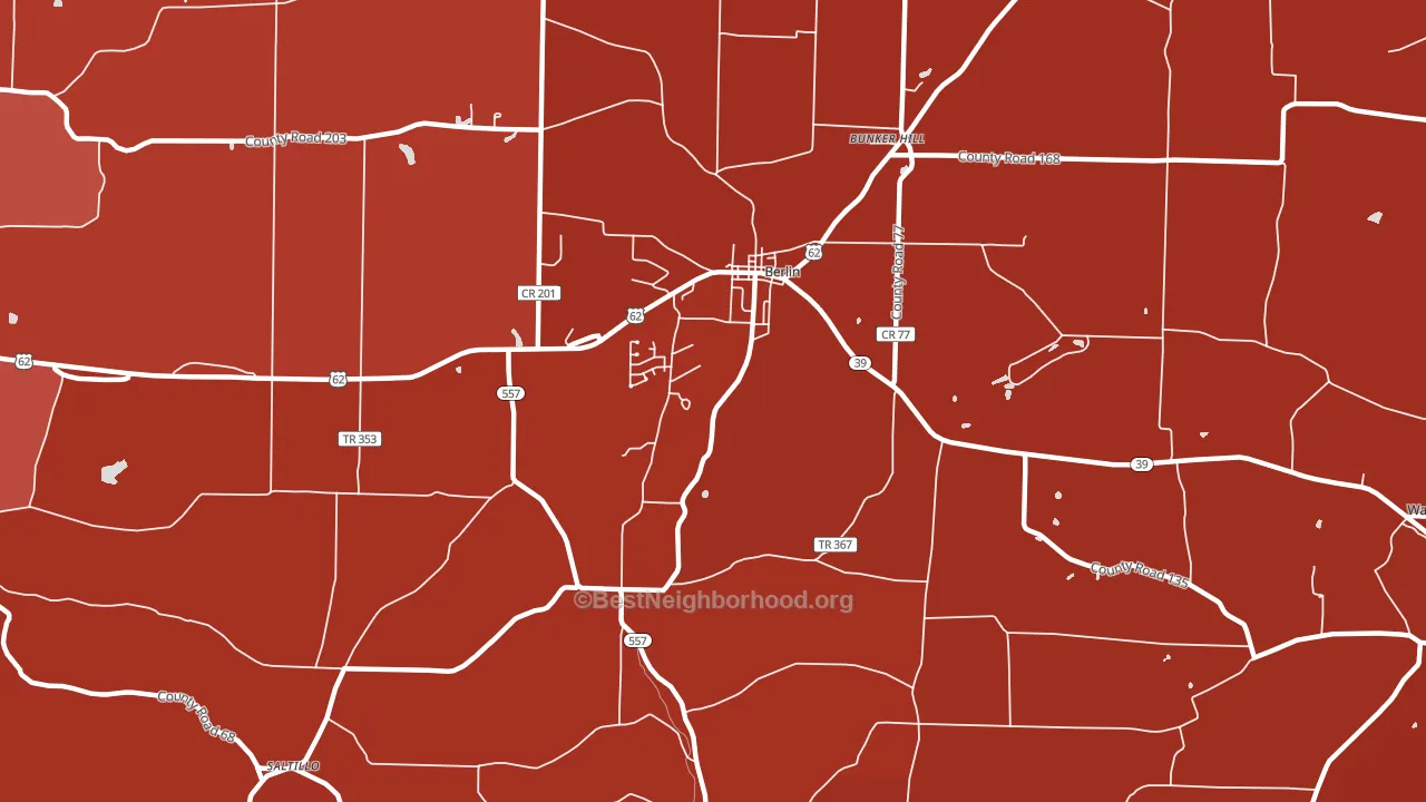 Berlin, OH block-group political-lean map