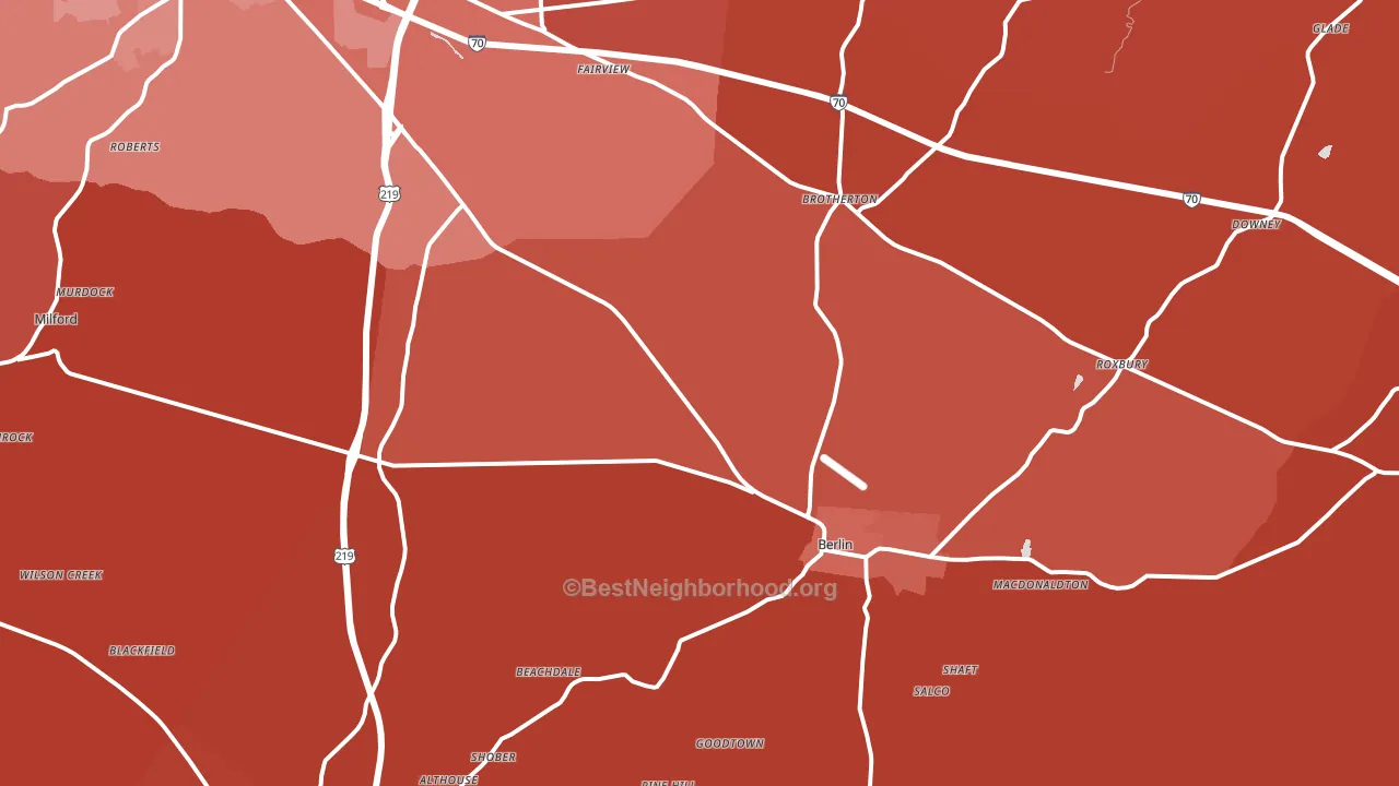 Berlin, PA block-group political-lean map