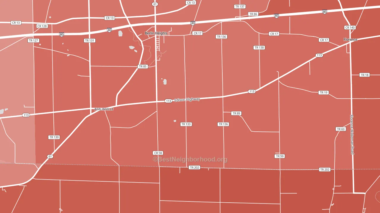Berlinville, OH block-group political-lean map