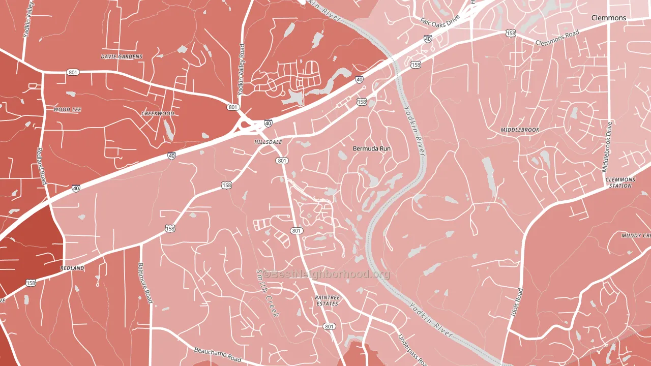 Bermuda Run, NC block-group political-lean map