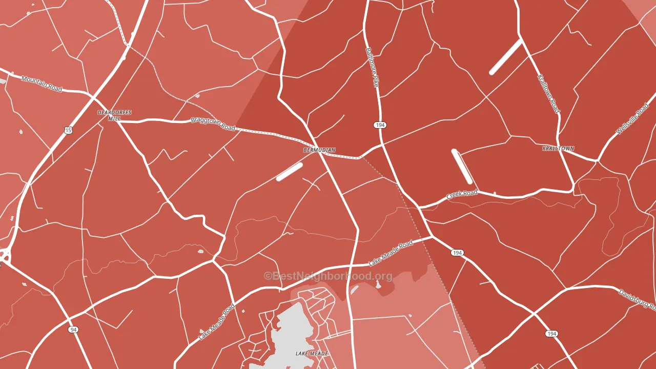 Bermudian, PA block-group political-lean map