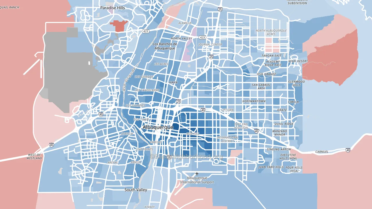 Bernalillo County, NM block-group political-lean map