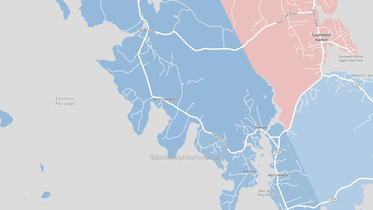 Bernard, ME block-group political-lean map