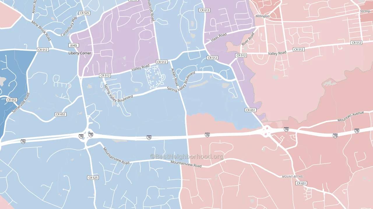 Bernards, NJ block-group political-lean map