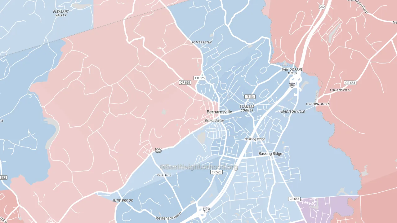 Bernardsville, NJ block-group political-lean map
