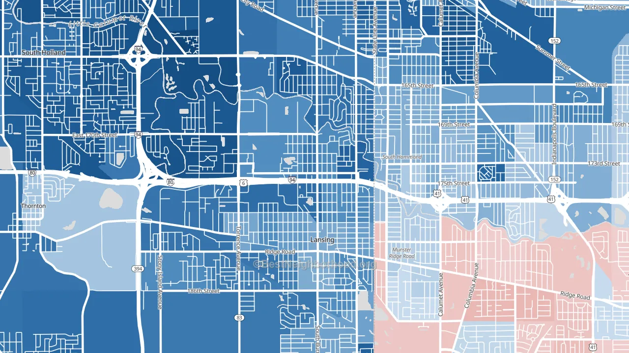 Bernice, Lansing, IL block-group political-lean map