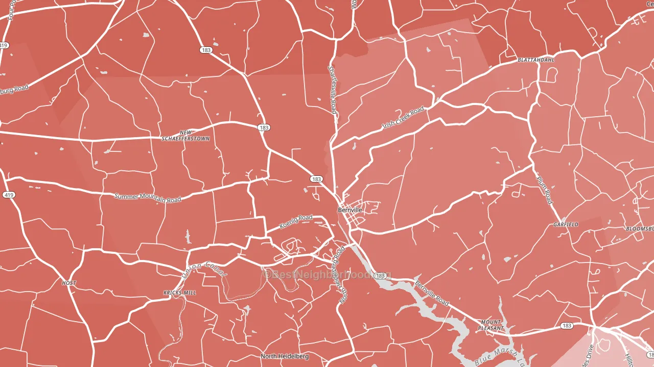 Bernville, PA block-group political-lean map