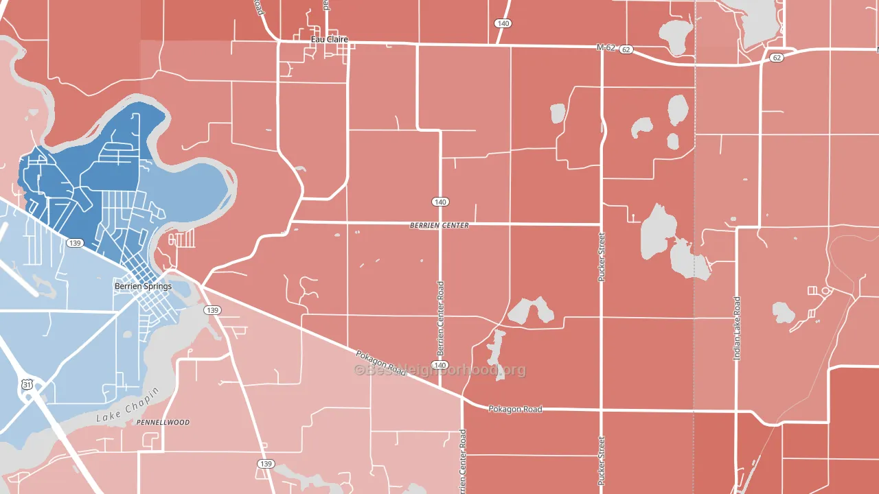 Berrien Center, MI block-group political-lean map
