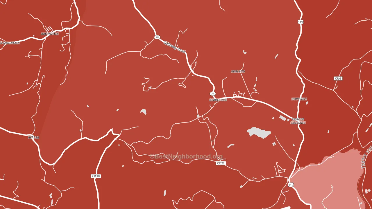 Berryburg, WV block-group political-lean map