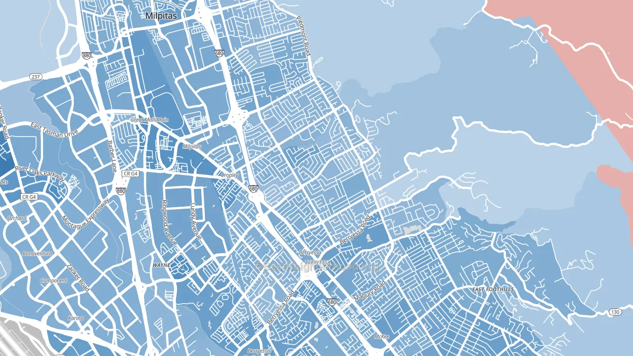 Berryessa, San Jose, CA block-group political-lean map