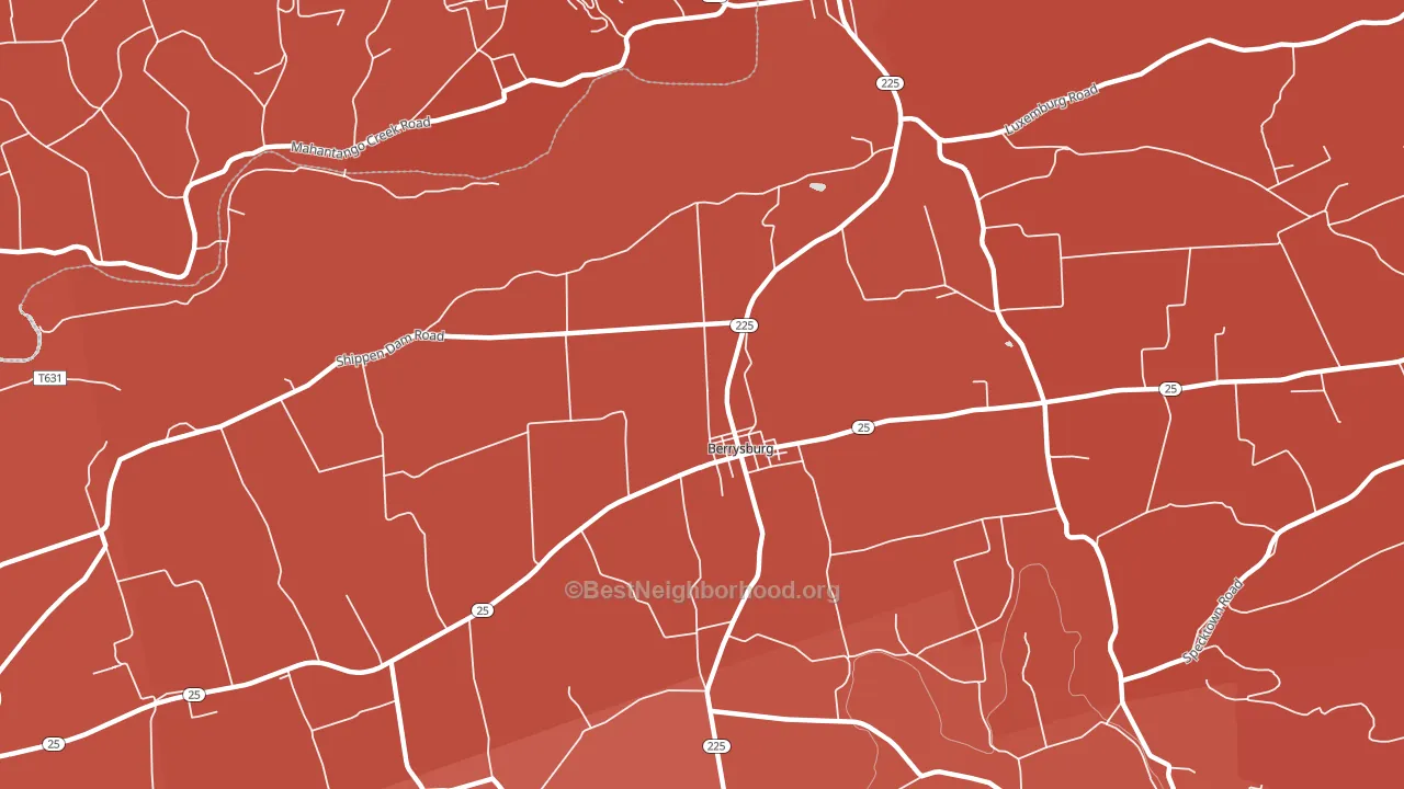 Berrysburg, PA block-group political-lean map