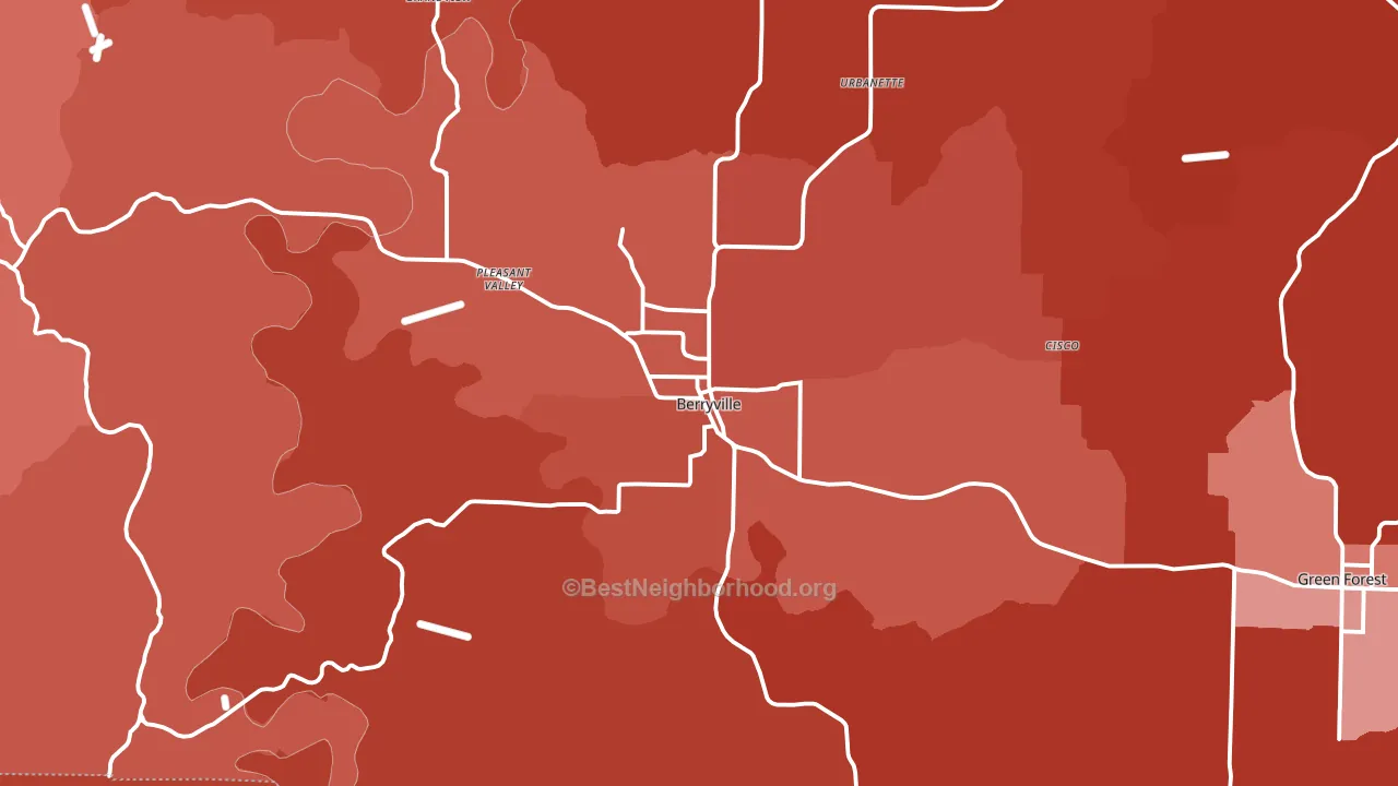 Berryville, AR block-group political-lean map