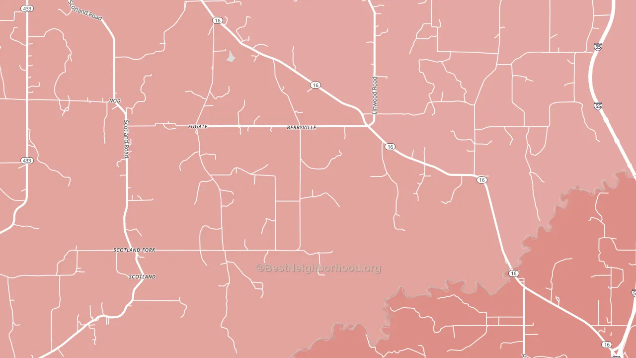 Berryville, MS block-group political-lean map