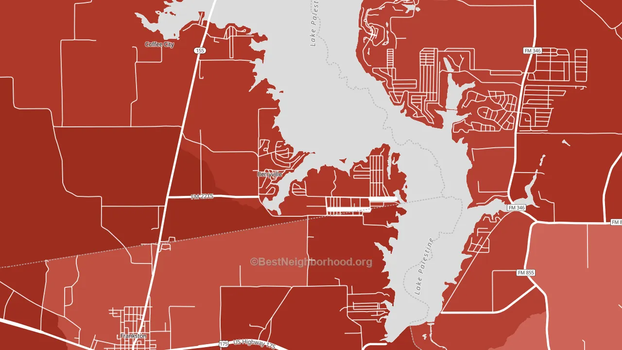 Berryville, TX block-group political-lean map