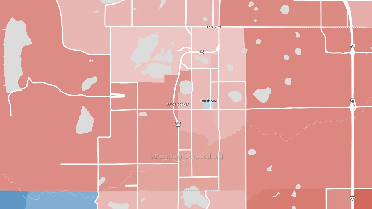 Berthoud, CO block-group political-lean map