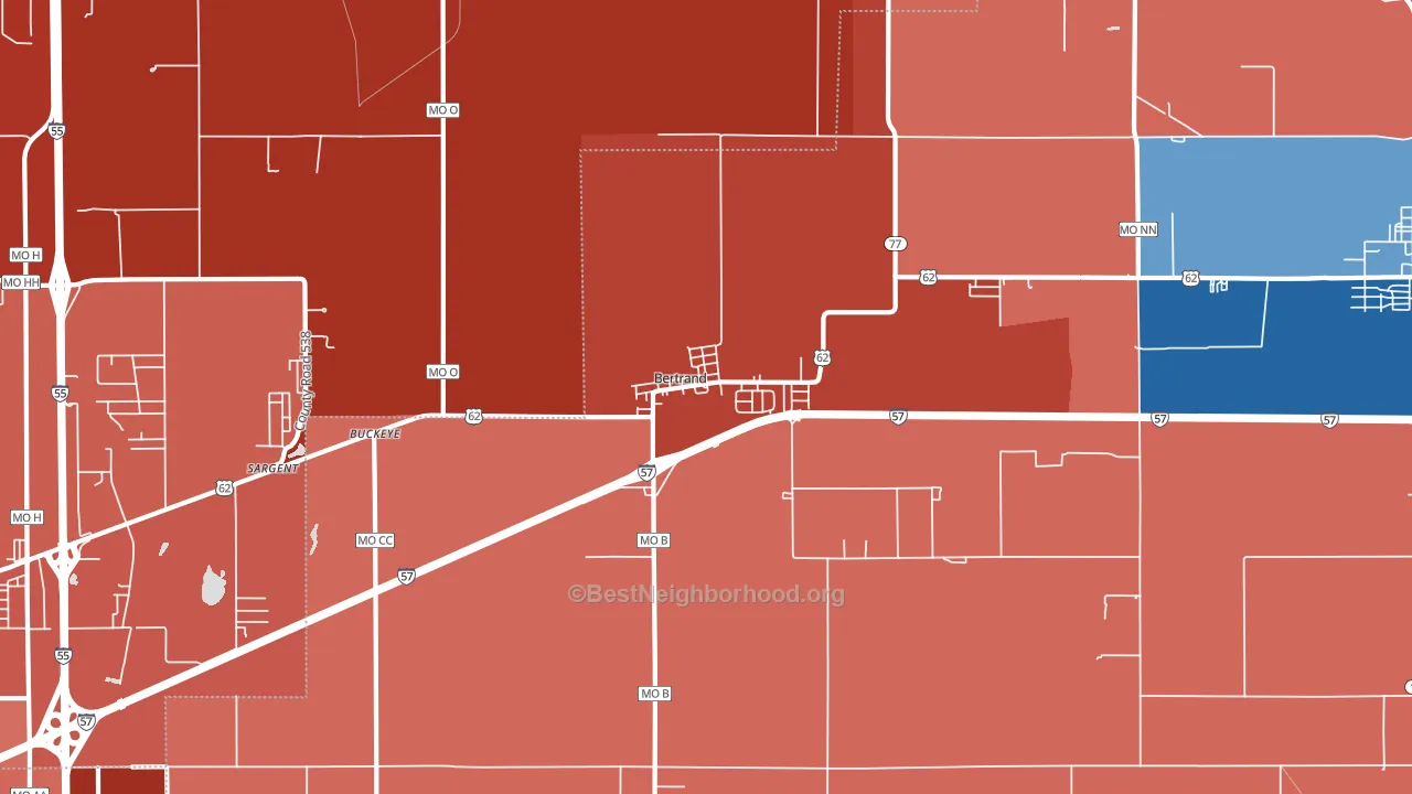 Bertrand, MO block-group political-lean map