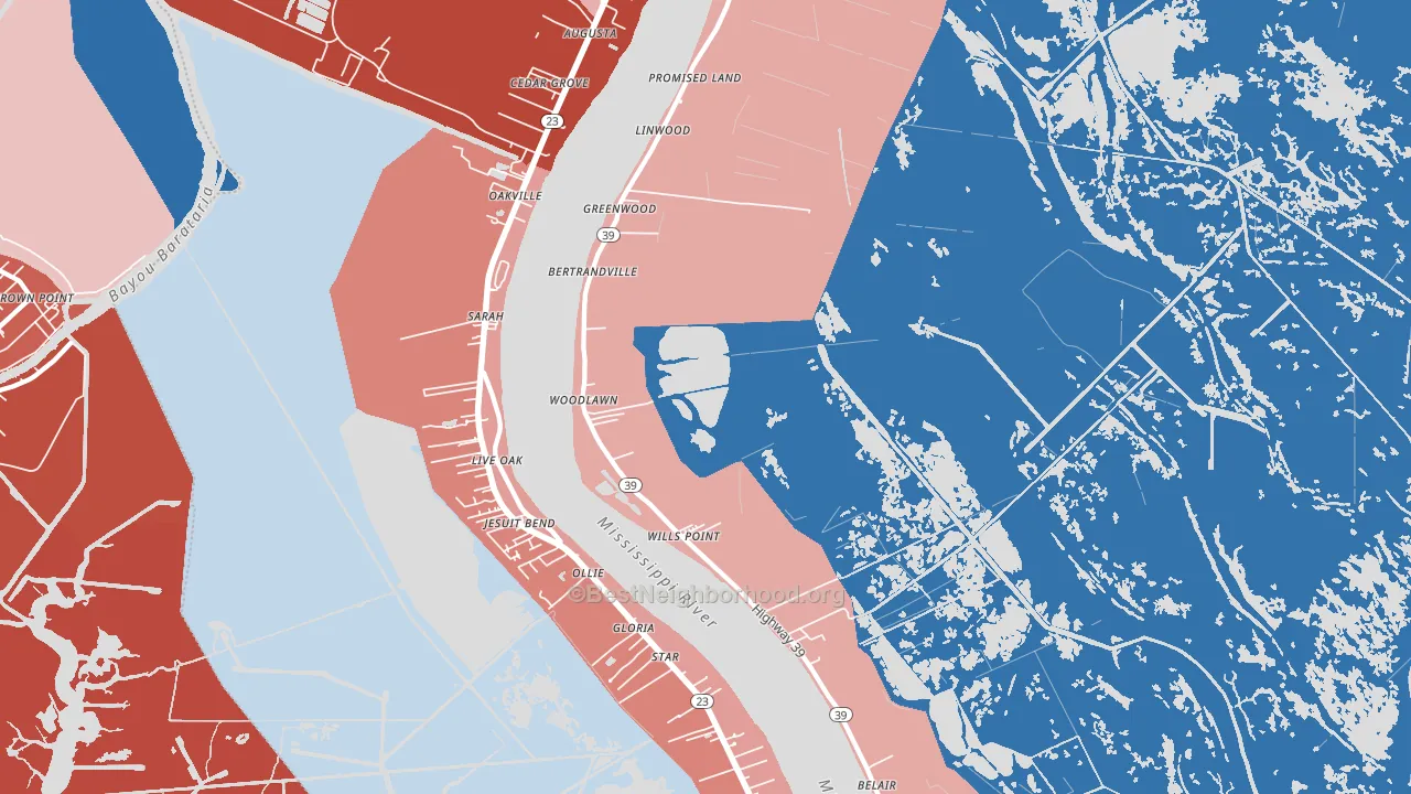 Bertrandville, LA block-group political-lean map