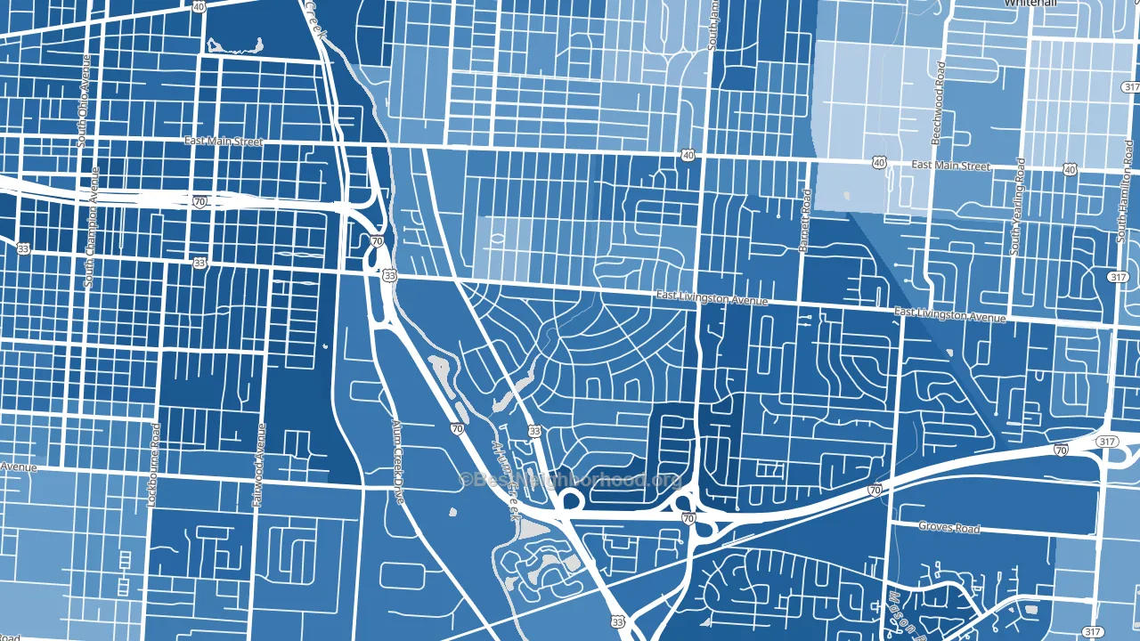 Berwick, Columbus, OH block-group political-lean map