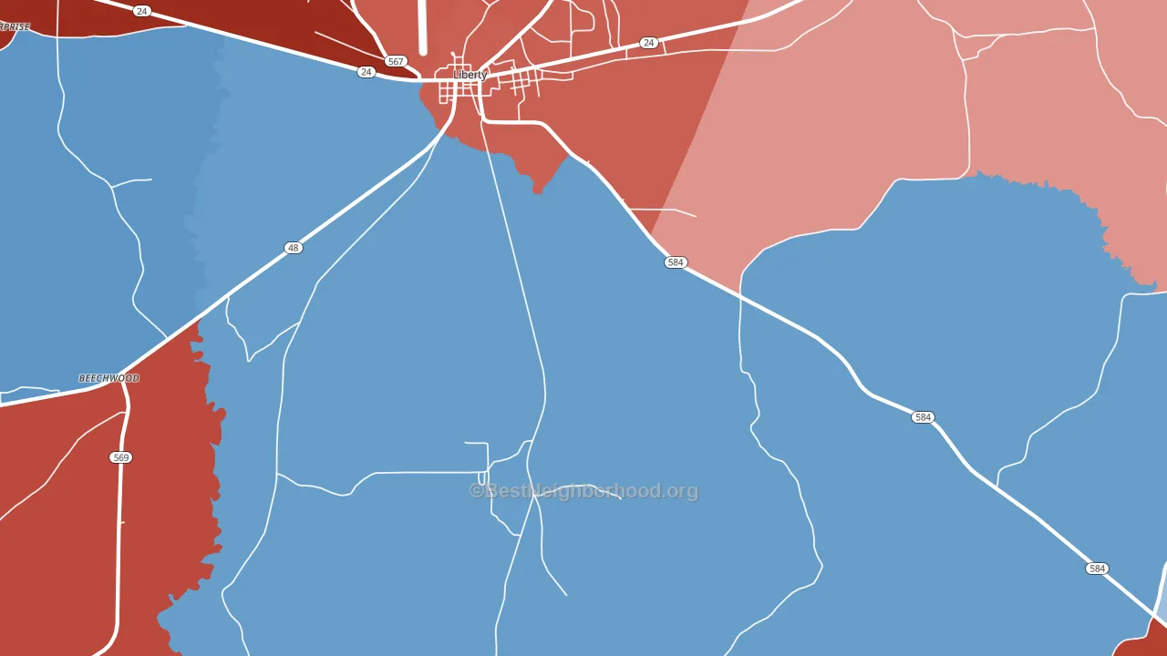 Berwick, MS block-group political-lean map