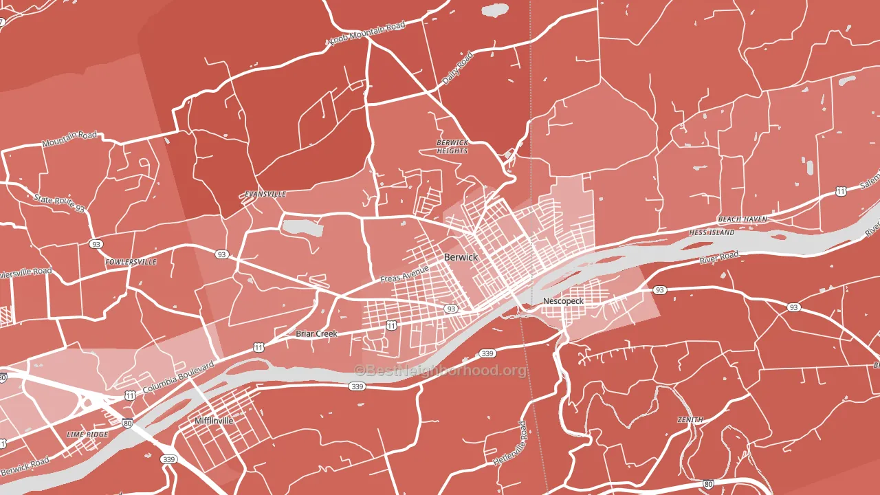 Berwick, PA block-group political-lean map