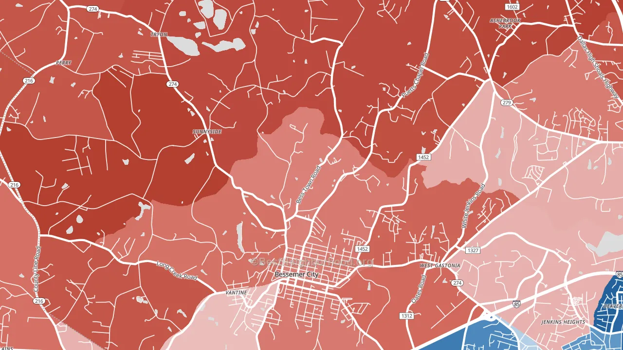 Bessemer City, NC block-group political-lean map