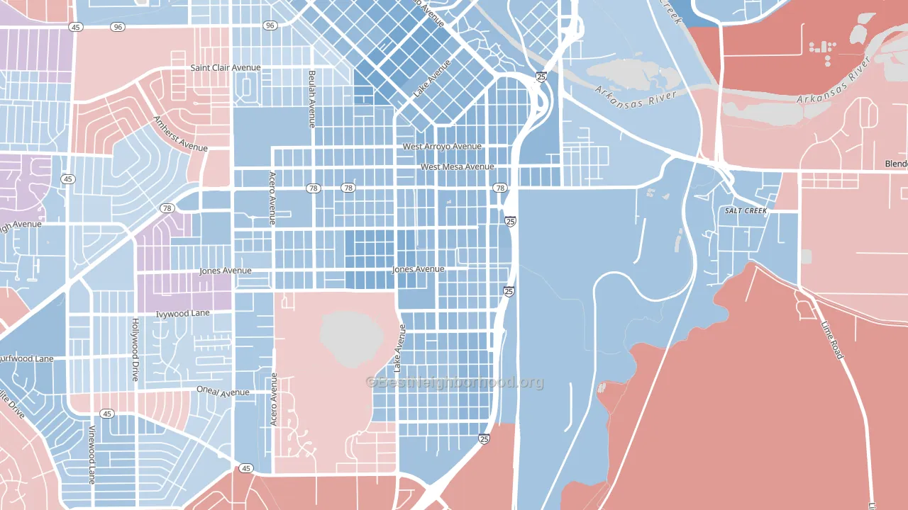 Bessemer, Pueblo, CO block-group political-lean map