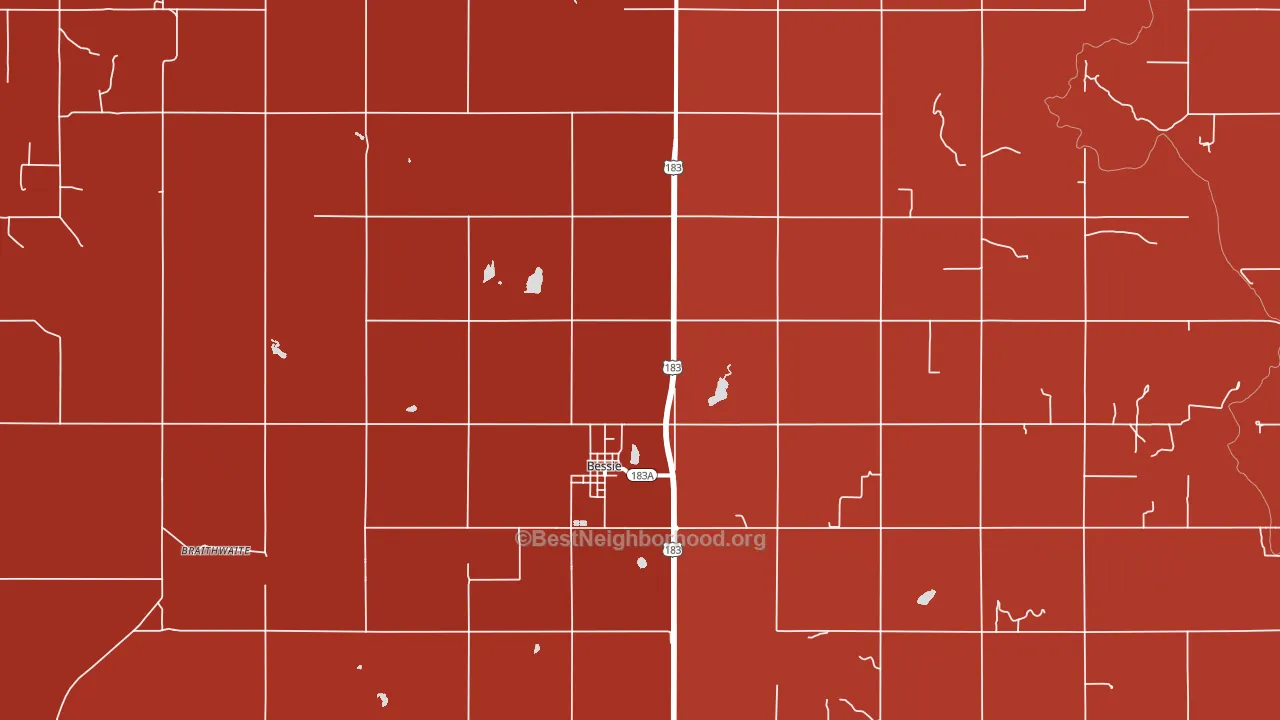 Bessie, OK block-group political-lean map