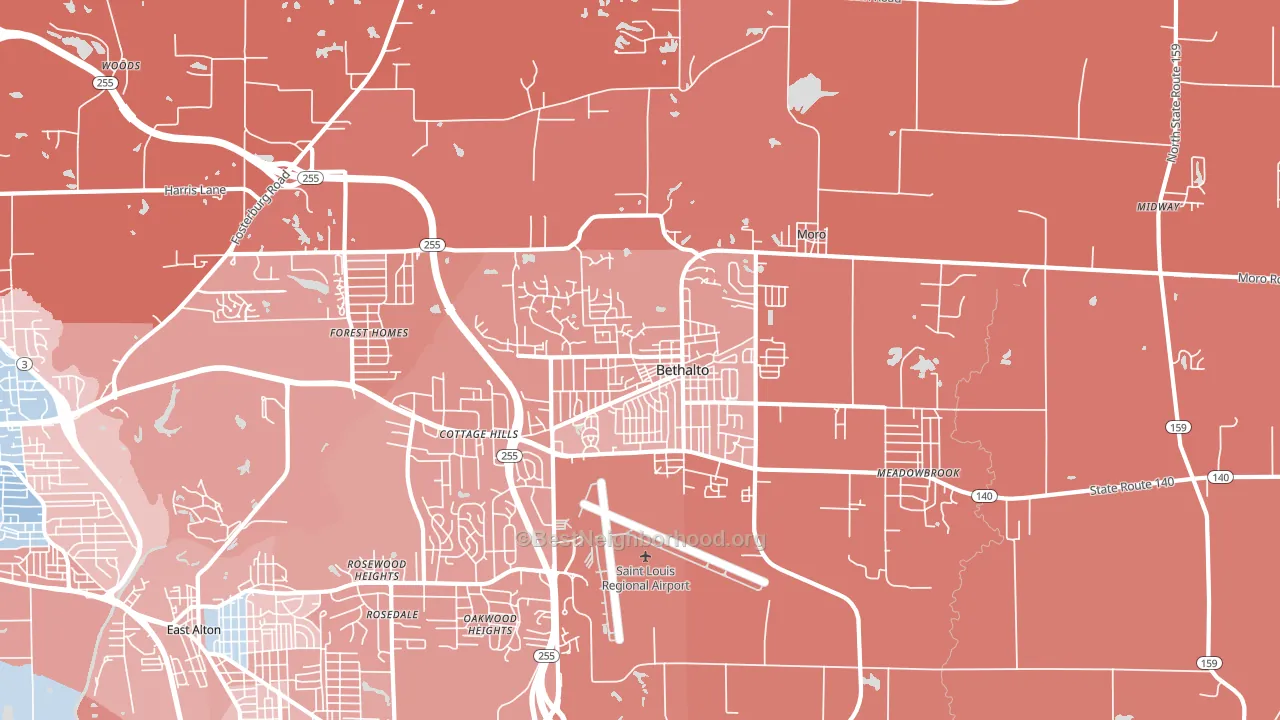 Bethalto, IL block-group political-lean map