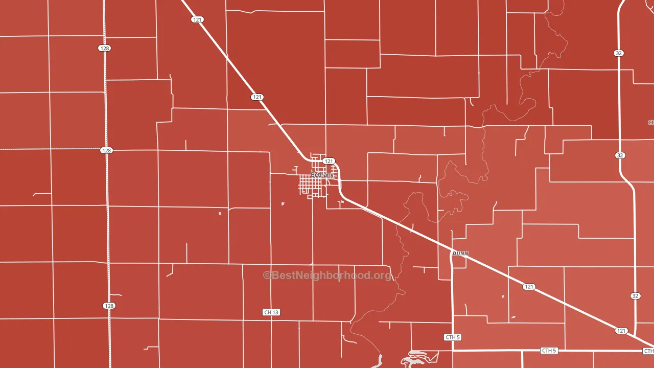 Bethany, IL block-group political-lean map
