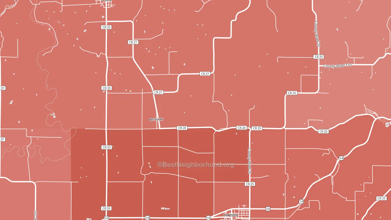 Bethany, MN block-group political-lean map