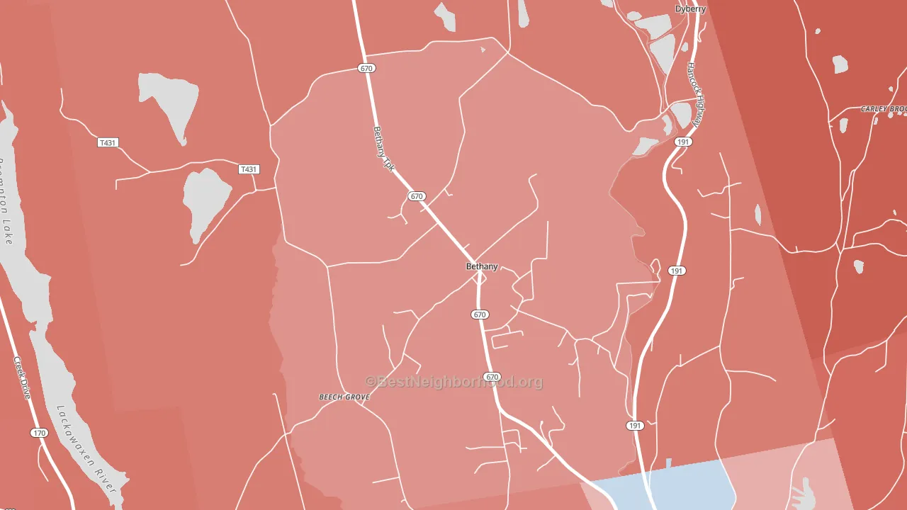 Bethany, PA block-group political-lean map