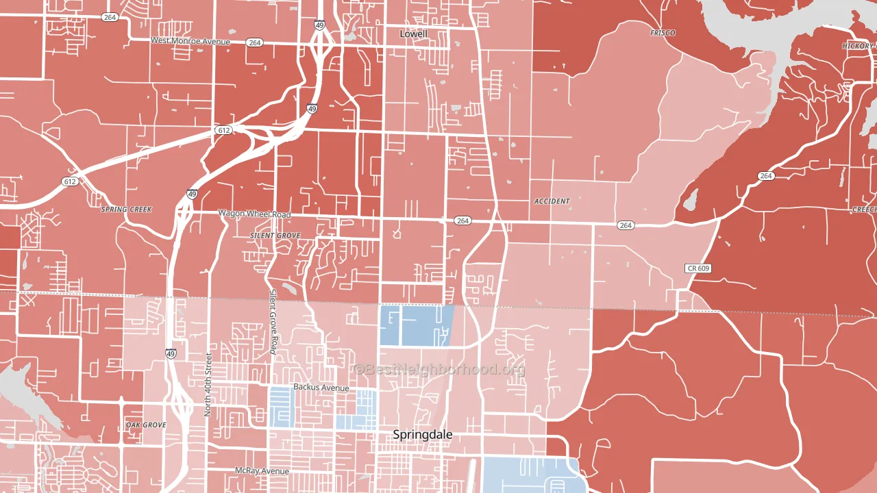 Bethel Heights, AR block-group political-lean map