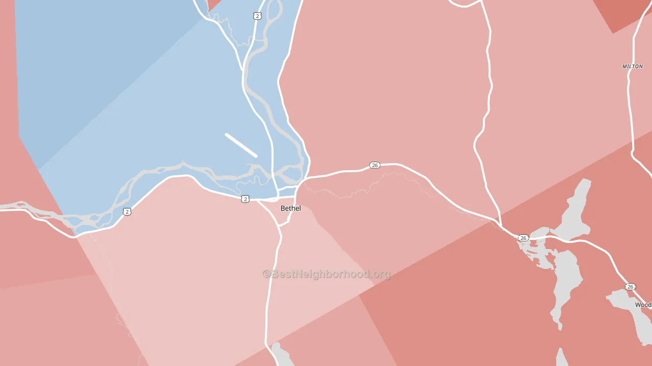 Bethel, ME block-group political-lean map