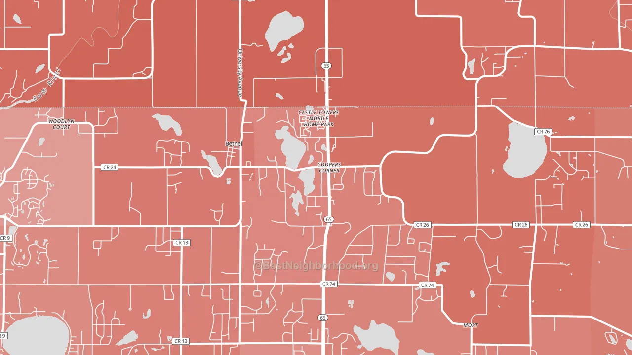 Bethel, MN block-group political-lean map
