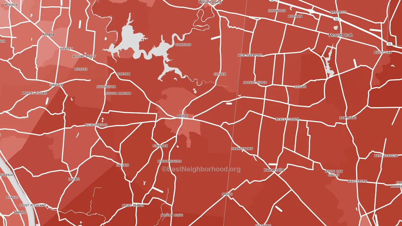 Bethel, OH block-group political-lean map