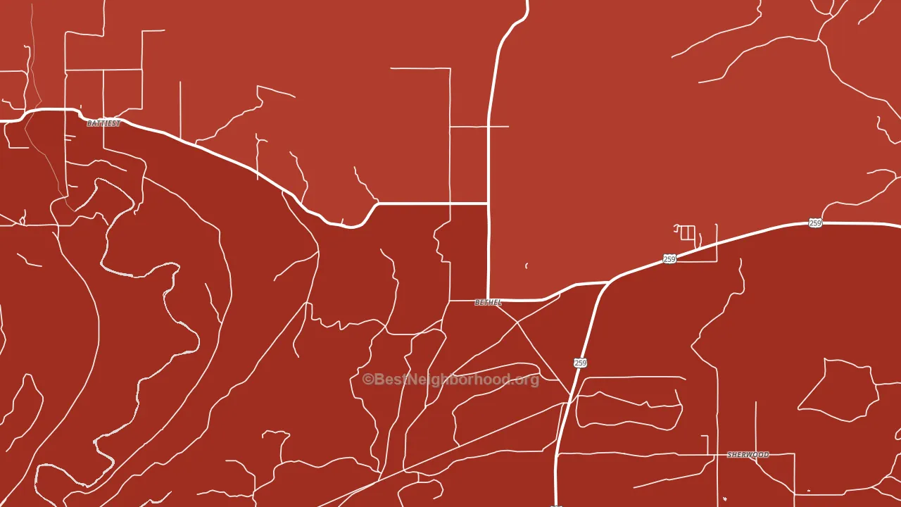 Bethel, OK block-group political-lean map