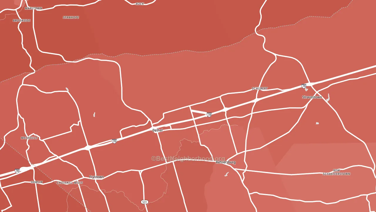 Bethel, PA block-group political-lean map