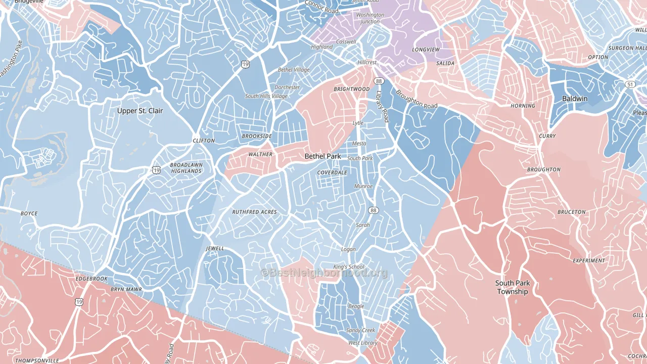 Bethel Park, PA block-group political-lean map