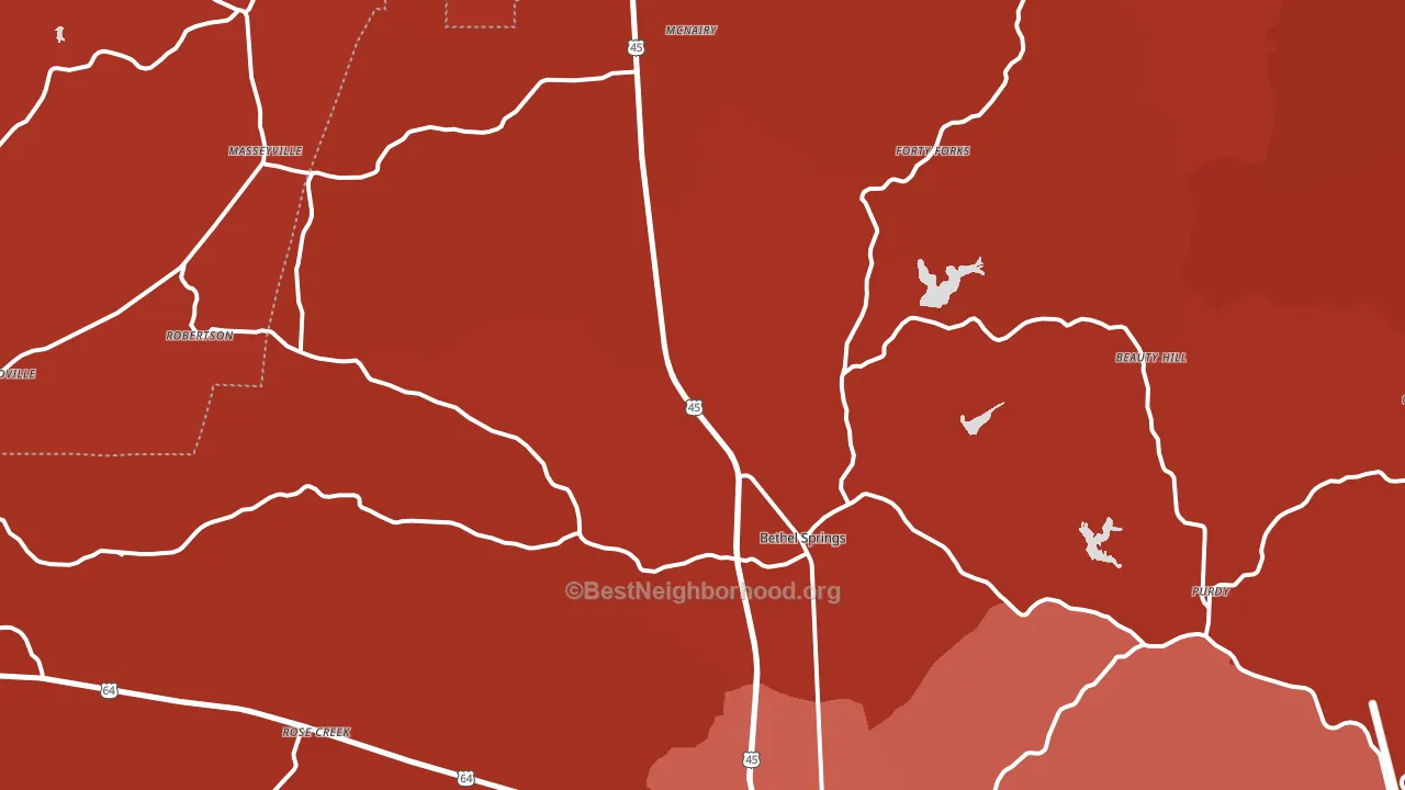 Bethel Springs, TN block-group political-lean map