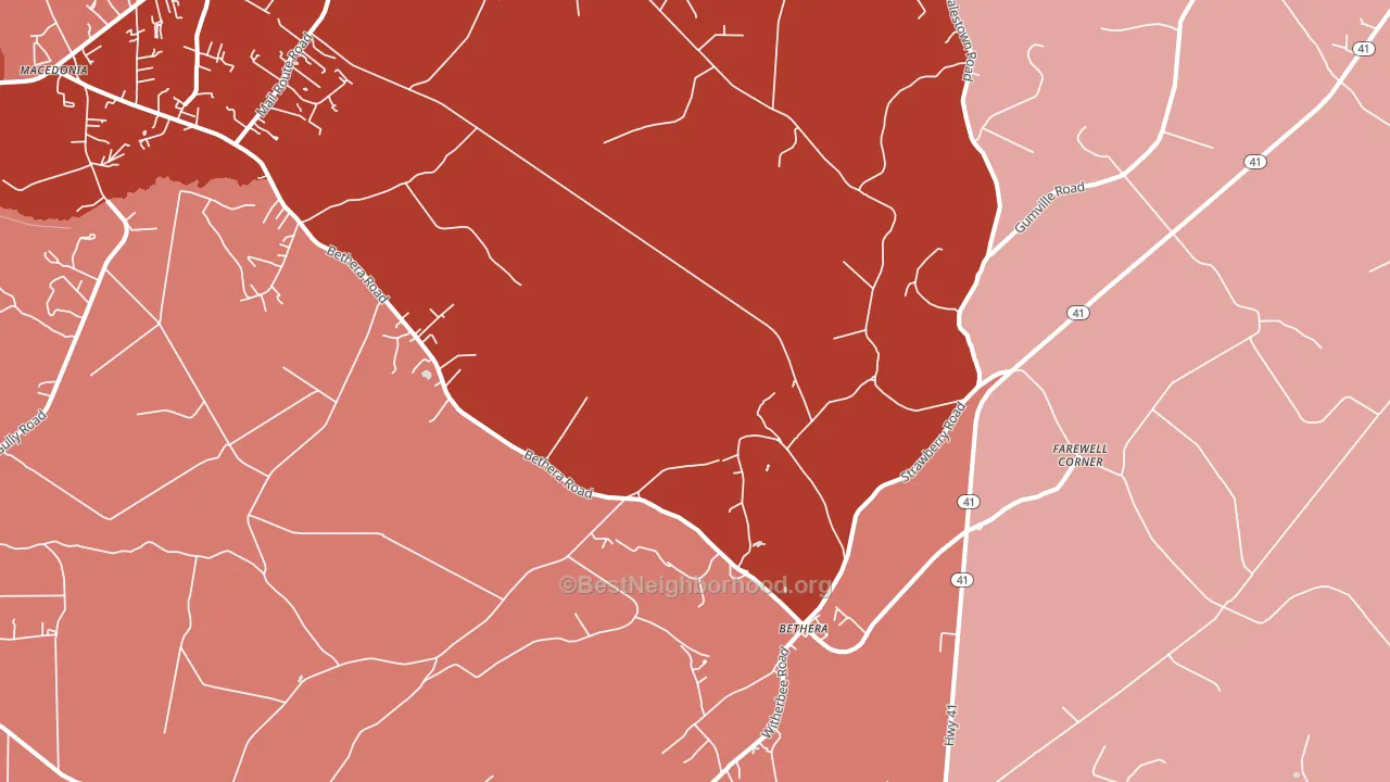 Bethera, SC block-group political-lean map